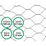 Pletivo králičí PZ 13mm/1000x/0,7mm- 50bm/bal.